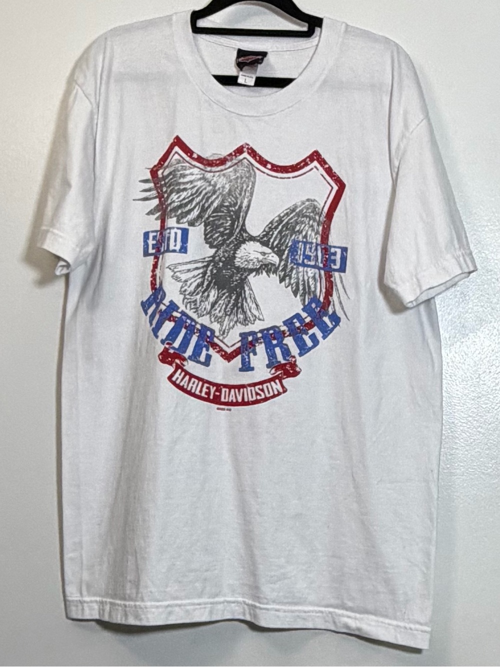 Harley-Davidson White Short Sleeve 'Ride Free' Eagle Graphic Tee